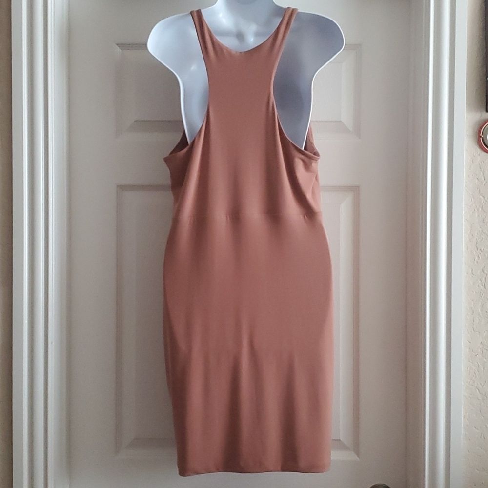 Open Edit Women's Scoop Neck Sleeveless Bodycon Dress Size Large Mocha Tan** - Picture 4 of 12
